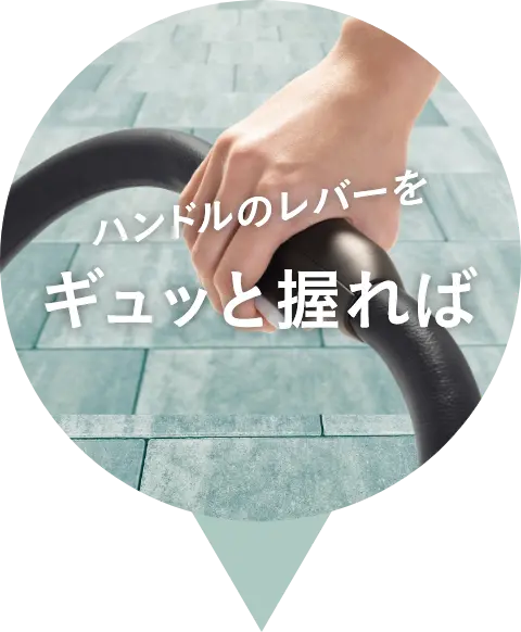 ハンドルのレバーをギュッと握れば